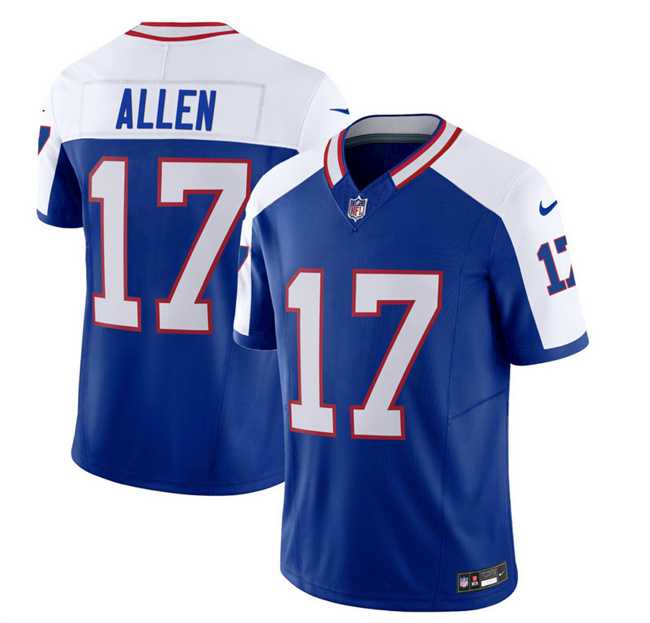 Men & Women & Youth Buffalo Bills #17 Josh Allen Blue White 2023 F.U.S.E. Throwback Vapor Untouchable Limited Football Stitched Jersey